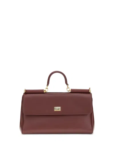 Dolce & Gabbana Vintage My Sicily Bag In Bordeaux Leather In Burgundy