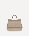 Dolce & Gabbana Large Sicily Top Handle Bag In Dauphine Leather In Gray