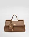 Dolce & Gabbana Handbag Soft Leather Padlock Detail In Neutral