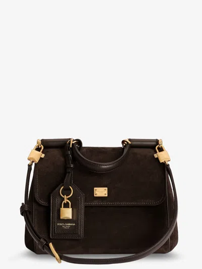Dolce & Gabbana My Sicily Small Leather Handbag In Brown
