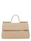 Dolce & Gabbana Grey Leather My Sicily Handbag In Sand
