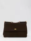 Dolce & Gabbana Structured Calf Leather Handbag With Detachable Strap In Brown