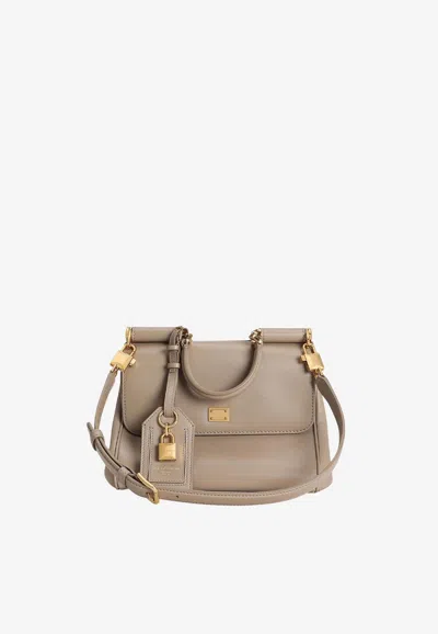 Dolce & Gabbana My Sicily Leather Handbag In Beige