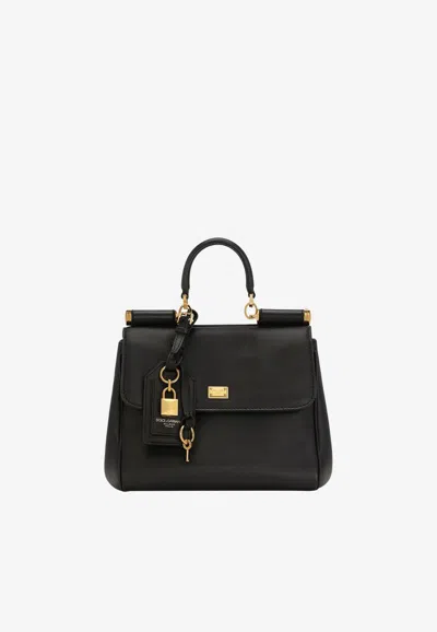 Dolce & Gabbana My Sicily Leather Handbag In Black