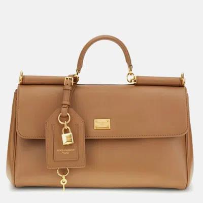 Pre-owned Dolce & Gabbana My Sicily Leather Handbag In Brown