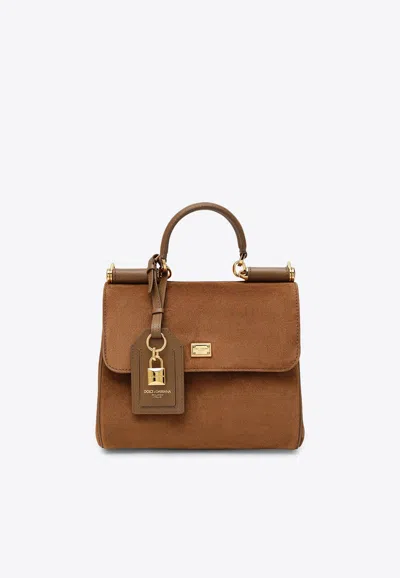 Dolce & Gabbana My Sicily Leather Handbag In Camel