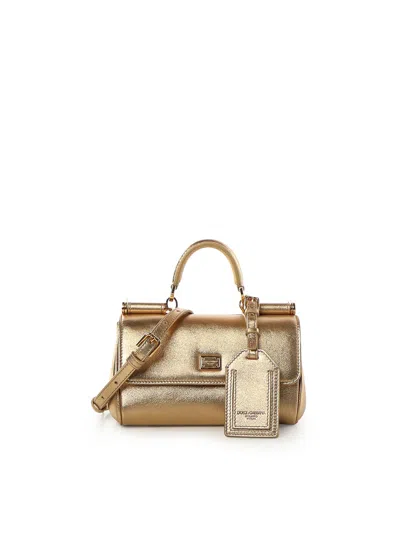 Dolce & Gabbana My Sicily Leather Handbag In Gold