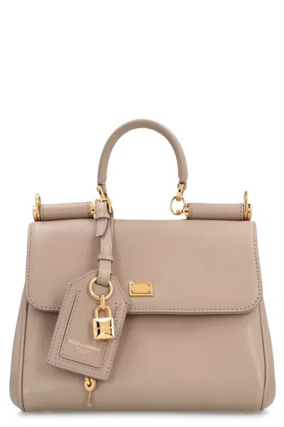 Dolce & Gabbana My Sicily Leather Handbag In Gray