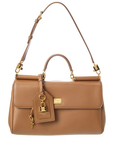 Dolce & Gabbana My Sicily Leather Satchel In Brown