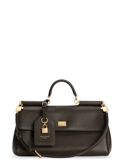 Dolce & Gabbana My Sicily Leather Shoulder Bag In Brown