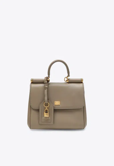 DOLCE & GABBANA MY SICILY LEATHER TOP HANDLE BAG