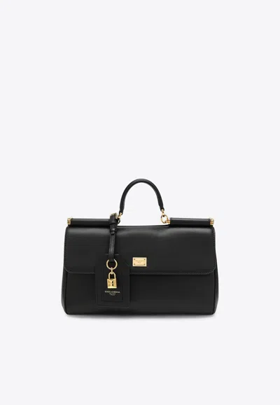 Dolce & Gabbana My Sicily Leather Top Handle Bag In Black