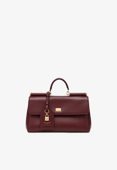 Dolce & Gabbana My Sicily Leather Top Handle Bag In Burgundy