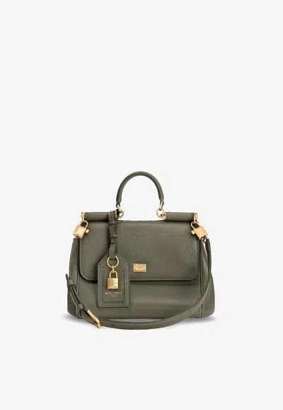DOLCE & GABBANA MY SICILY LEATHER TOP HANDLE BAG