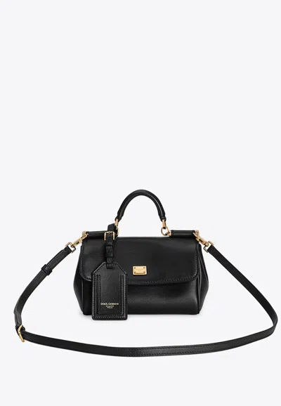 Dolce & Gabbana My Sicily Leather Top Handle Bags In Black