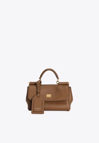 Dolce & Gabbana My Sicily Leather Top Handle Bags In Brown