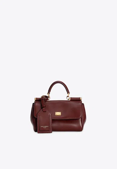 Dolce & Gabbana My Sicily Leather Top Handle Bags In Burgundy