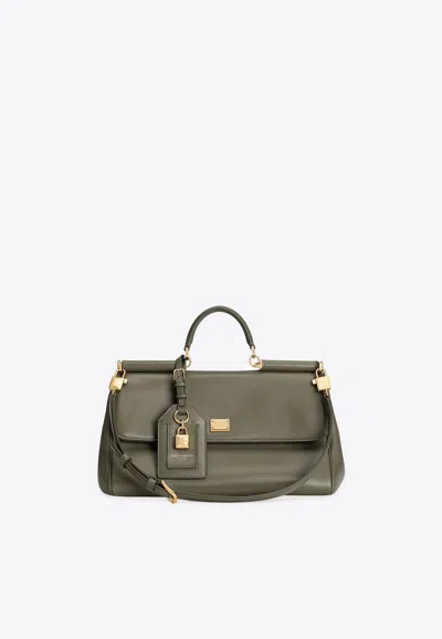 Dolce & Gabbana My Sicily Leather Top Handle Bags In Green
