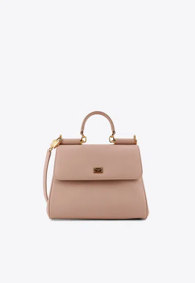 Dolce & Gabbana My Sicily Leather Top Handle Bags In Pink
