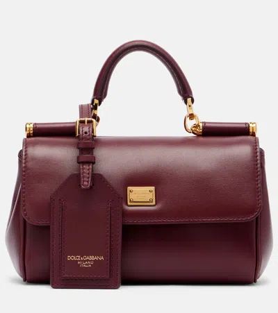 Dolce & Gabbana My Sicily Leather Tote Bag In Burgundy