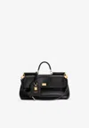 Dolce & Gabbana My Sicily Plongé Calfskin Handbag In Black