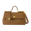 Dolce & Gabbana My Sicily Leather Shoulder Bag In Brown