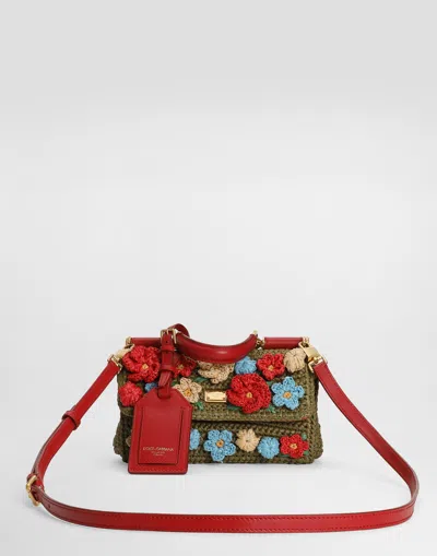 Dolce & Gabbana My Sicily Raffia Crochet Handbag In Multi