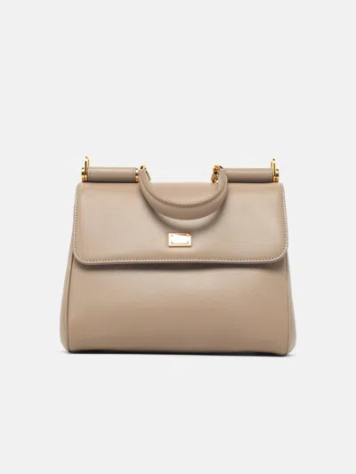 Dolce & Gabbana 'my Sicily' Small Beige Leather Bag