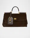Dolce & Gabbana My Sicily Suede And Leather Top-handle Bag In Brown