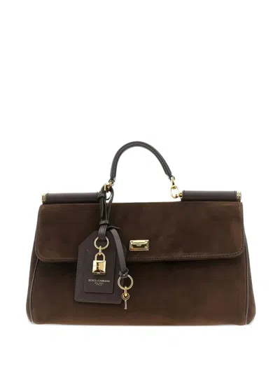 Dolce & Gabbana My Sicily Suede Hand Bags In Brown