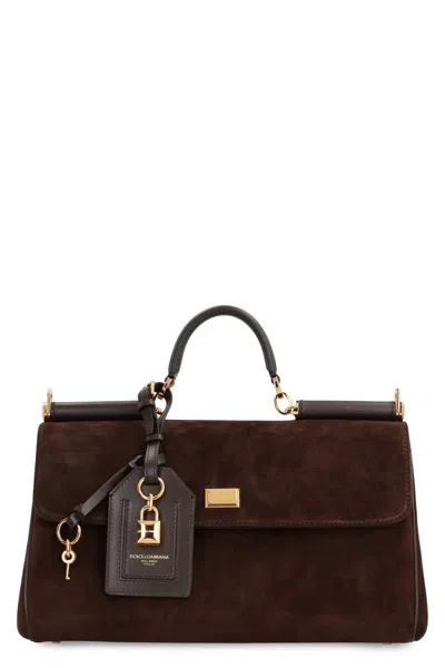 Dolce & Gabbana My Sicily Suede Handbag In Brown