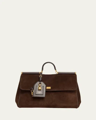 Dolce & Gabbana My Sicily Suede Top-handle Bag In Brown