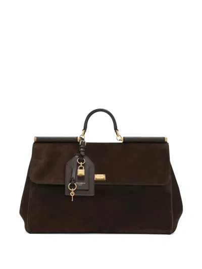 Pre-owned Dolce & Gabbana My Sicily Suede Tote Bag In Brown