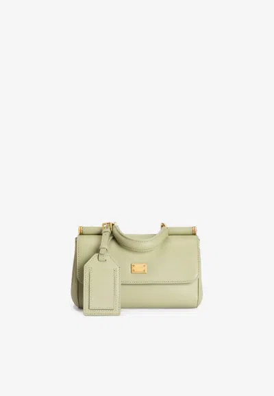 Dolce & Gabbana My Sicily Top Handle Bag In Plongé Calfskin In Green