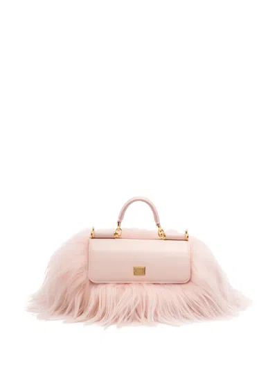 Dolce & Gabbana My Sicily Mini Handbag In Kidassia And Calfskin, Powder In Pink