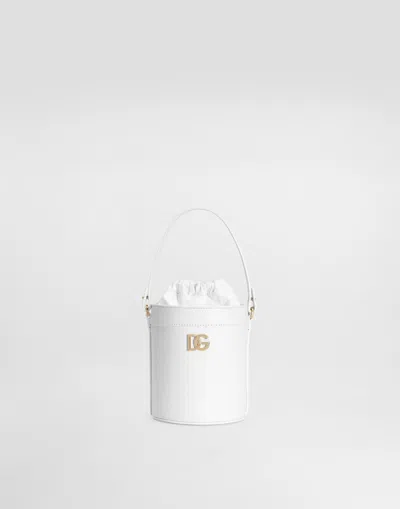 Dolce & Gabbana Kids' Nappa Calfskin Bucket Bag In White