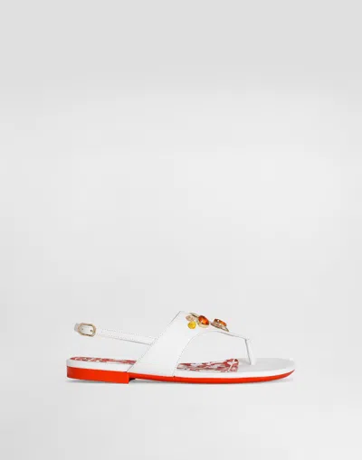 Dolce & Gabbana Kids' Nappa Calfskin Sandals In White