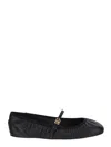 Dolce & Gabbana Black Ballerinas With Metallic Logo And Strap In Leather Woman In Black