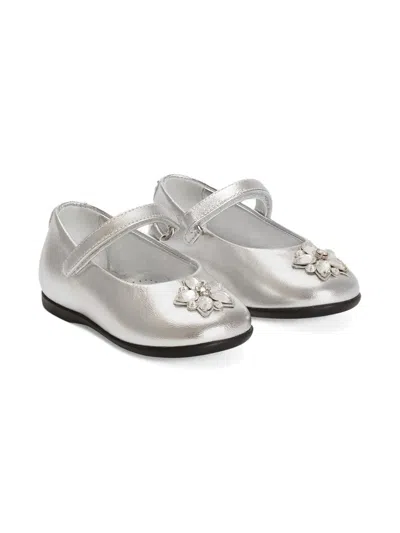 Dolce & Gabbana Kids' Nappa-leather Ballet Flats In Silver