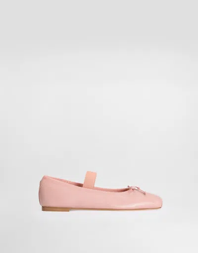 Dolce & Gabbana Kids' Ballerina In Nappa Con Dettaglio In Gros-grain In Pink