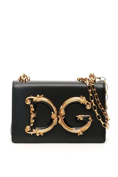 Dolce & Gabbana Nappa Leather Dg Girls Bag In Black