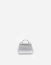 Dolce & Gabbana Nappa Leather Mini Sicily Bag With Fusible Rhinestones In Silver