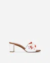 Dolce & Gabbana Coral Beaded Leather Slide Sandals In White