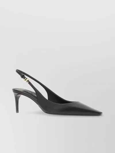 DOLCE & GABBANA NAPPA LEATHER PUMPS WITH BUCKLE AND METAL DETAIL