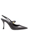 Dolce & Gabbana Pointed Toe Slingbacks With Delicate Ankle Strap In Black