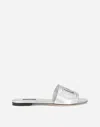 Dolce & Gabbana Nappa Mordore Sliders With Dg Millennials Logo In Silver