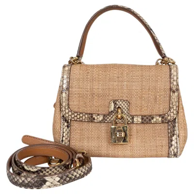 Pre-owned Dolce & Gabbana Natural Miss Dolce Small Raffia Bag In Brown