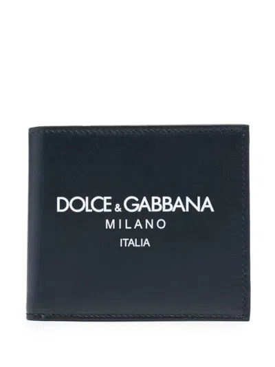 Dolce & Gabbana Navy Blue Bifold Logo Wallet