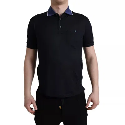 Pre-owned Dolce & Gabbana Navy Blue Collared Short Sleeve Polo Men's T-shirt ()