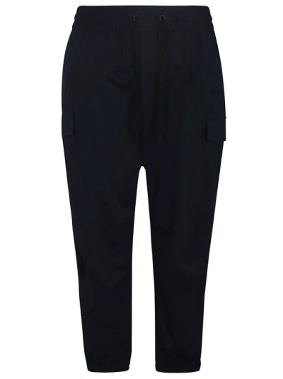 Dolce & Gabbana Navy Blue Cotton Blend Trousers In Black